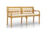 Syfax™ Panchina Batavia Con Cuscino Crema 150 Cm Legno Massello Teak