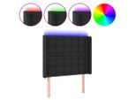 Syfax™ Testiera A Led Nera 83X16X118/128 Cm In Pelle Finta