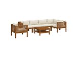 Syfax™ Set Divani Da Giardino 7 Pz Con Cuscini Crema In Legno Acacia