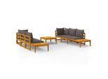 Syfax™ Set Divani Giardino 5 Pz Con Cuscini Grigio Scuro Legno Acacia
