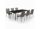 Syfax™ Set Da Pranzo Per Giardino 7 Pz Con Cuscini Grigio E Nero