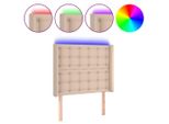 Syfax™ Testiera A Led Cappuccino 93X16X118/128 Cm In Pelle Finta