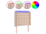 Syfax™ Testiera A Led Cappuccino 103X23X118/128 Cm In Pelle Finta