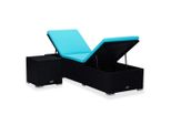 Syfax™ Lettino Prendisole Con Cuscino E Tavolino In Polyrattan Blu