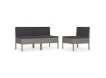 Syfax™ Sedie Da Giardino 3 Pz Con Cuscini In Polyrattan Grigio