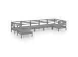Syfax™ Set Divani Da Giardino 7 Pz In Legno Massello Di Pino Grigio