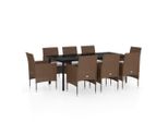 Syfax™ Set Da Pranzo Per Giardino 9 Pz Con Cuscini Marrone E Nero