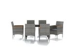 Syfax™ Set Da Pranzo Da Giardino 7 Pz Con Cuscini Grigio E Nero