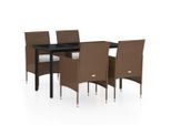 Syfax™ Set Da Pranzo Da Giardino 5 Pz Con Cuscini Marrone E Nero