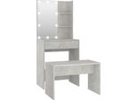 Syfax™ Set Tavolo Da Toeletta Grigio Cemento Con Led Legno Multistrato