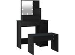 Syfax™ Set Tavolo Da Toeletta Con Led Nero In Legno Multistrato