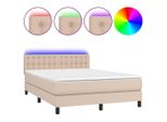 Syfax™ Giroletto Molle Materasso E Led Cappuccino 140X190Cm Pelle Finta