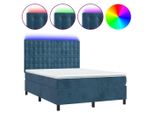 Syfax™ Letto A Molle Con Materasso E Led Blu Scuro 140X190 Cm