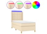 Syfax™ Letto A Molle Con Materasso E Led Crema 90X200 Cm In Tessuto