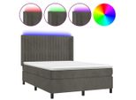 Syfax™ Letto A Molle Con Materasso E Led Grigio Scuro 140X200 Cm