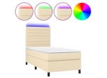 Syfax™ Letto A Molle Con Materasso E Led Crema 90X190 Cm In Tessuto