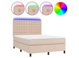 Syfax™ Giroletto Molle Materasso E Led Cappuccino 140X190Cm Pelle Finta