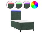 Syfax™ Letto A Molle Con Materasso E Led Verde Scuro 90X190 Cm Velluto