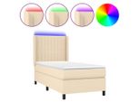 Syfax™ Letto A Molle Con Materasso E Led Crema 90X190 Cm In Tessuto