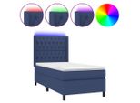 Syfax™ Letto A Molle Con Materasso E Led Blu 80X200 Cm In Tessuto