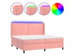 Syfax™ Letto A Molle Con Materasso E Led Rosa 200X200 Cm In Velluto