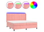 Syfax™ Letto A Molle Con Materasso E Led Rosa 200X200 Cm In Velluto