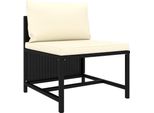 Syfax™ Divano Da Giardino A 3 Posti Con Cuscini In Polyrattan Nero