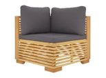 Syfax™ Divano Angolare Giardino Cuscini Grigio Scuro Massello Di Teak