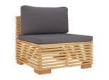 Syfax™ Divano Centrale Giardino Cuscini Grigio Scuro Massello Di Teak