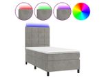 Syfax™ Letto A Molle Materasso E Led Grigio Chiaro 80X200 Cm Velluto