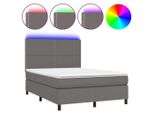 Syfax™ Giroletto Molle Con Materasso E Led Grigio 140X190Cm Pelle Finta