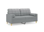 Syfax™ Divano A 2 Posti Con Cuscini Grigio Chiaro 140 Cm In Tessuto