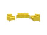 Syfax™ Set Di Divani 3 Pz Con Cuscini Giallo Chiaro In Tessuto