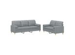 Syfax™ Set Divani 2 Pz Con Cuscini Grigio Chiaro In Tessuto