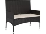Syfax™ Panca Da Giardino A 2 Posti Con Cuscini In Polyrattan Nero