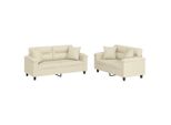 Syfax™ Set Di Divani 2 Pz Con Cuscini Crema In Pelle Finta