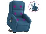 Syfax™ Poltrona Alzapersona Massaggiante Reclinabile Blu In Velluto