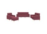 Syfax™ Set Di Divani 4 Pz Con Cuscini Rosso Vino In Tessuto