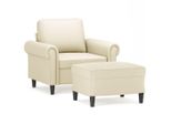 Syfax™ Poltrona Con Poggiapiedi Crema 60 Cm In Pelle Finta