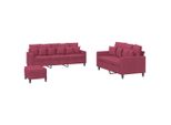 Syfax™ Set Di Divani 3 Pz Con Cuscini Rosso Vino In Velluto