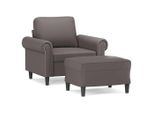 Syfax™ Poltrona Con Poggiapiedi Grigio 60 Cm In Pelle Finta