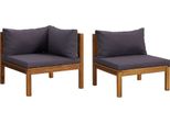 Syfax™ Set Divani Da Giardino 2 Pz Con Cuscini Grigio Scuro In Acacia