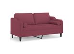 Syfax™ Divano A 2 Posti Con Cuscini Rosso Vino 140 Cm In Tessuto