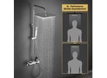 Joho Kit Doccia Con Termostatico In Acciaio Inox 304, Soffione A Pioggia Con Doccetta Cromo, Set Doccia A Pioggia Con Doccetta 25X25Cm