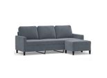 Syfax™ Divano A 3 Posti Con Poggiapiedi Grigio Scuro 180 Cm In Velluto