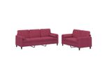Syfax™ Set Di Divani 2 Pz Con Cuscini Rosso Vino In Velluto