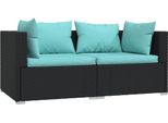 Syfax™ Divano A 2 Posti Con Cuscini In Polyrattan Nero