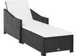 Syfax™ Lettino Prendisole Con Cuscino Bianco Crema In Polyrattan Nero