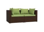 Syfax™ Divano A 2 Posti Con Cuscini In Polyrattan Marrone