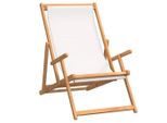 Syfax™ Sdraio Pieghevole Da Spiaggia In Legno Massello Di Teak Crema